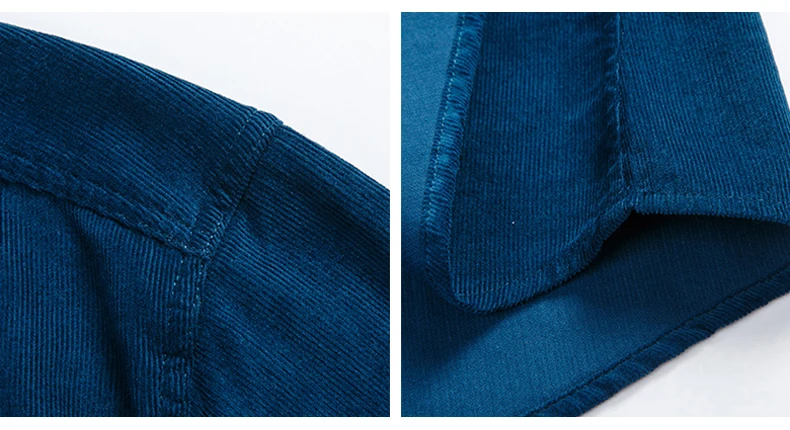 Men's Cotton Casual Shirt Long Sleeve Slim Fit Button-Down Neck Autumn Spring Soft Social Leisure Corduroy Shirt