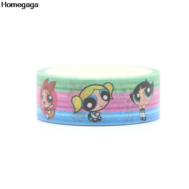 10 шт./партия Homegaga Powerpuff для девочек Забавный альбом модные Васи клейкие ленты diy Скрапбукинг клейкие маскирующие печатные детские наклейки D2019