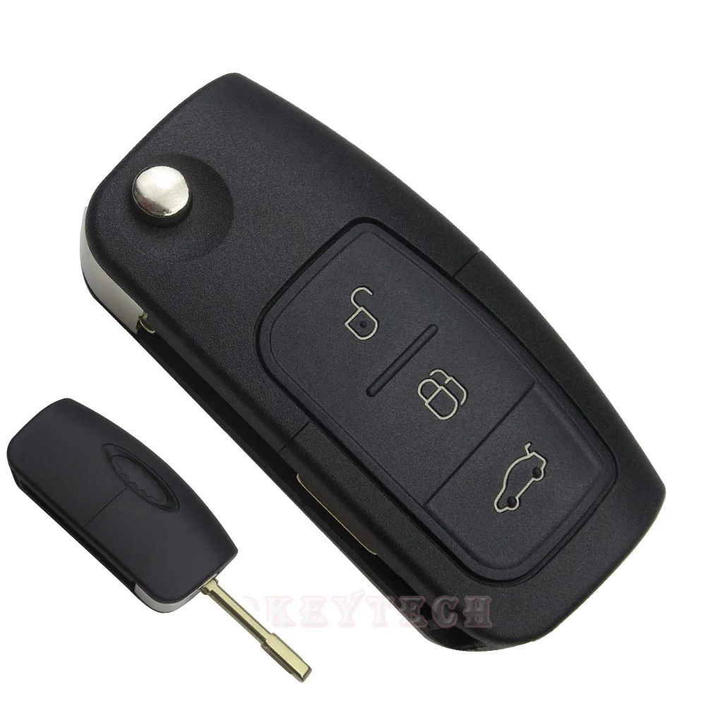 OkeyTech 3 Buttons Car Remote Control Flip Key Shell For FORD Focus Mondeo Key Case Blank Car-Styling Auto Replacement Fob Cover
