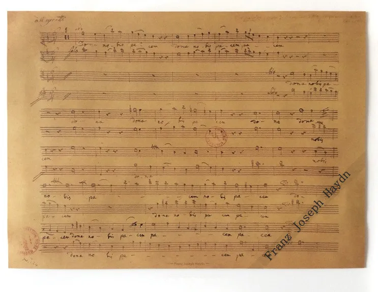 Всемирно известный музыкант рукопись старая музыка Оценка Винтажный стиль ретро бумажный плакат хорошие подарки, 1" x 11" - Цвет: Haydn
