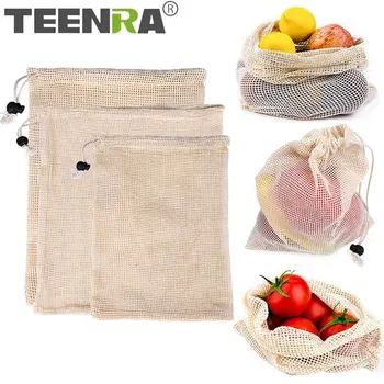 

TEENRA 3Pcs Reusable Fruit Vegetable Bags Set Potato Planting Vegetable Bag Cotton Mesh Produce Bag Fruit Storage Organizer
