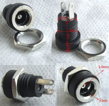 

100PCSX Copper 5.5mm X 2.1mm DC Power supply Female Jack Socket Power Charger Plug Panel Mount Connector