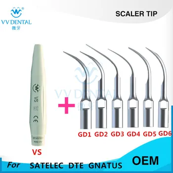

Dental scaler tip and scaler hand piece for SATELEC, WOODPECKER-DTE, GNATUS, HENRY SCEHEIN-S-SERIES DENTAL EQUIPMENT
