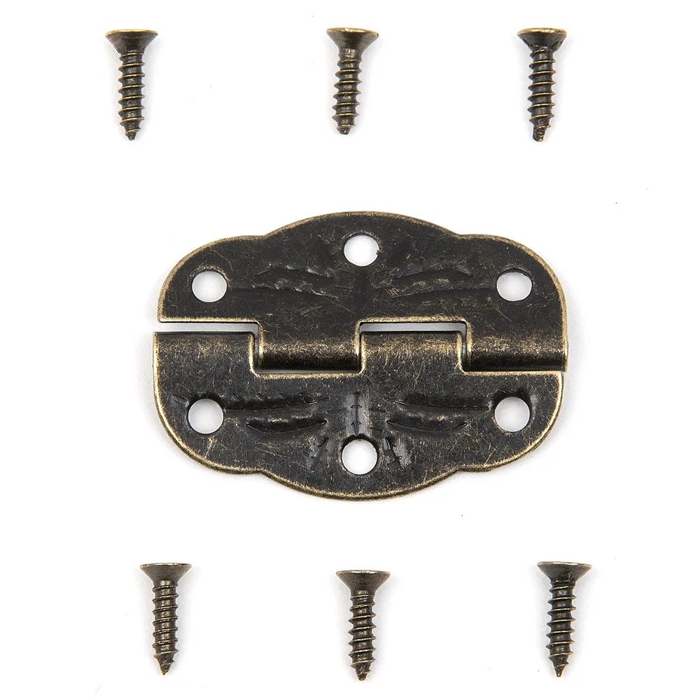 15pcs/set Antique Drawer Wood Box Cabinet Door Hasp Lock Hook Latch Butterfly Hinges For Jewellery Fittings Furniture Decorative