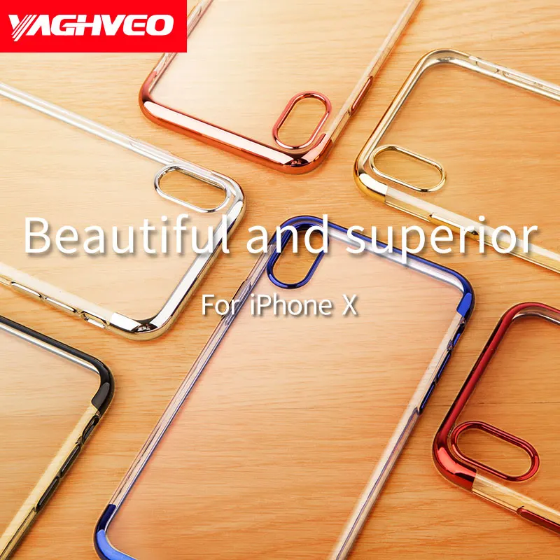 

Luxury Plated TPU Case for IPhone X 10 Transparent Case Ultra Thin Silicone Protective Cover Slim Soft Ultra Thin Case