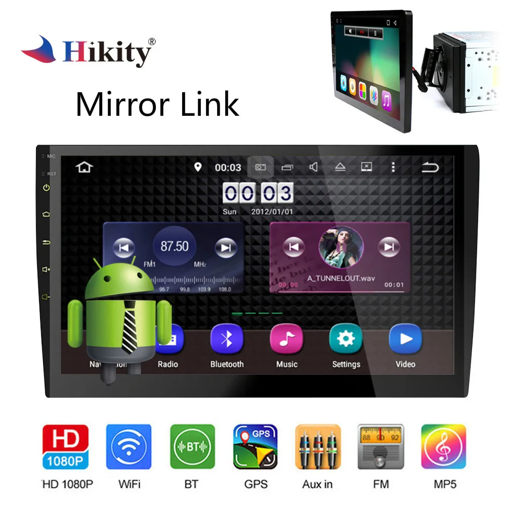 

Hikity 10.1" 2 din Car Radio Android GPS Navigation Wifi Car Multimedia DVD Player with Mirror Link Support Rear View Camera