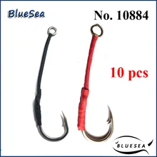 BlueSea 10 шт./пакет 10884 Крючки из нержавеющей стали для джига с кольцом, крюки ДЛЯ ДЖИГА с трубкой, ассистентные рыболовные крючки