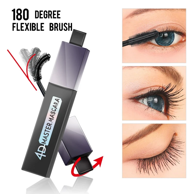 

4D Eyelash Mascara 180 Rotatable Eyelash Brush Long Lasting Waterproof Eyelash Cream Makeup Hot Selling