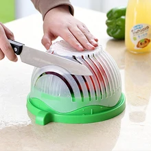 Keythemelife Kitchen Tools Salad Cutter Bowl Easy Salad Fruit Vegetable Washer And Cutter Quick Salad Maker Chopper 2D
