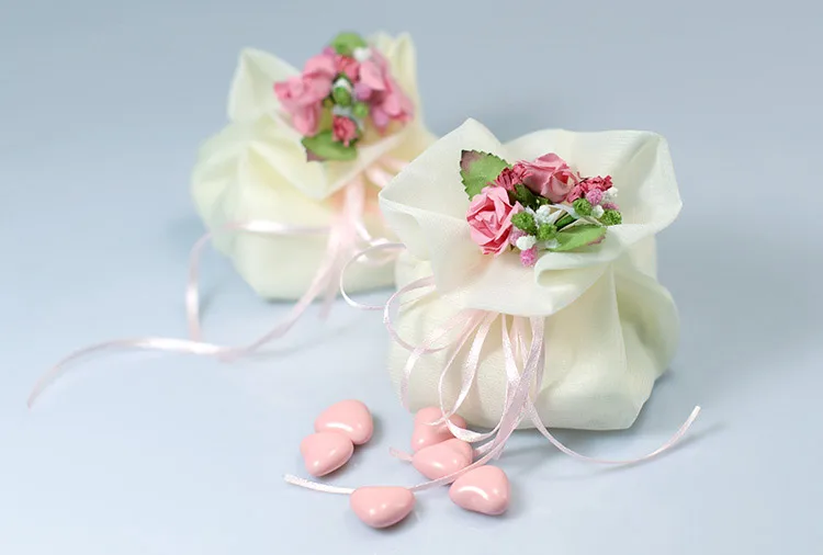 Мода 50 шт./лот органза свадебной подарок Сумки с розовый цветок мешок конфет Jewely подарки мешок для вечеринок