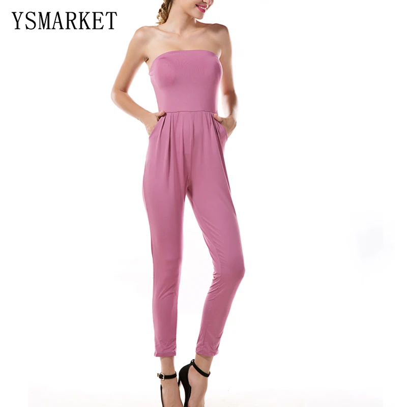 Purple Elegant Summer Sexy Jumpsuit Sleeveless Trousers Long Pants