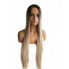 Pervado волосы 2 тона Омбре пепел светло-коричневый 65 см длинные шелковистые прямые синтетические волосы парики для женщин волосы для наращивания косплей парик