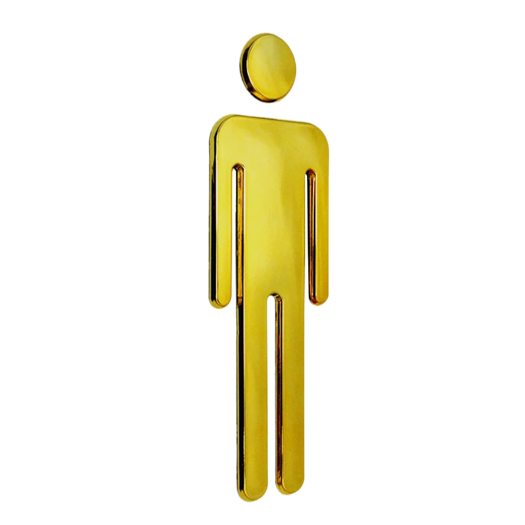 Golden MEN & WOMEN Toilet/Loo/Bathroom/Restroom/WC Door Sign Adhesive Plaque