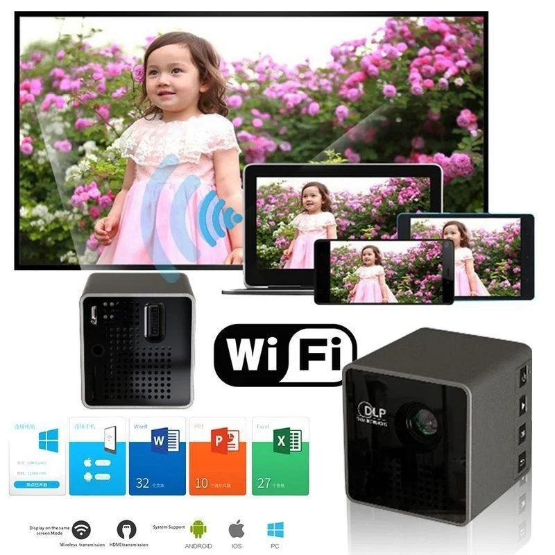 Mini Projector 1080P Wireless WIFI Mobile Projector Support Miracast DLNA Pocket Proyector home theater 5.1 DLP Beamer Battery Mini Projector 1080P Wireless WIFI Mobile Projector Support Miracast DLNA Pocket Proyector home theater 5.1 DLP Beamer Battery