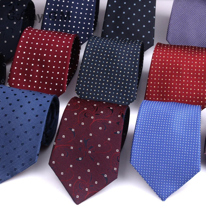 

100% Silk Ties For Men Fashion Classic Jacquard Dots Neck Ties for Man Blue Navy Silk Necktie For Gift Party Stripe Suits Tie
