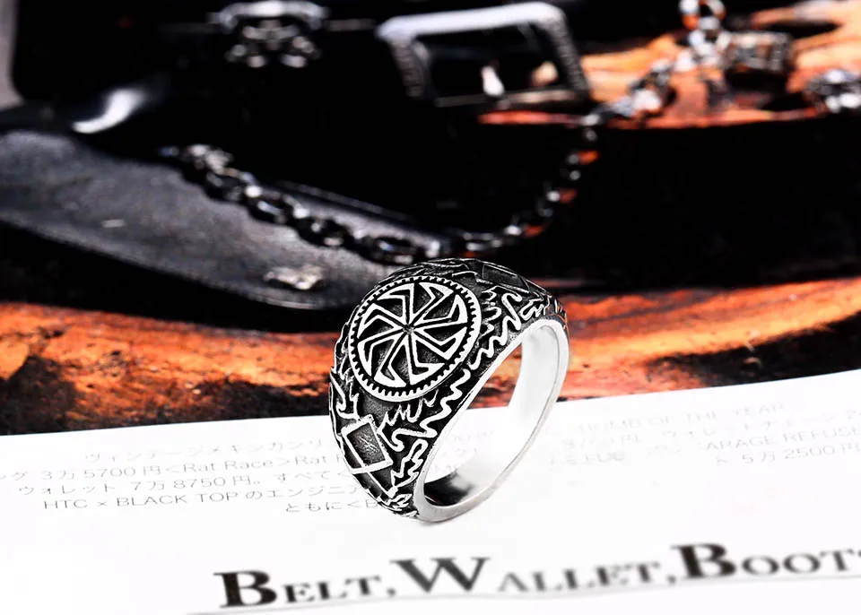 Байер магазин амулет викинга жеродок человек кольцо Скандинавское пламя окружает Высокое качество ювелирные изделия LLBR8-582R