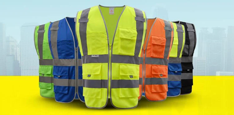 SFvest hi vis жилет защитные жилеты Мульти Карманы флуоресцентный желтый оранжевый варианты нескольких цветов шелкография логотип печать