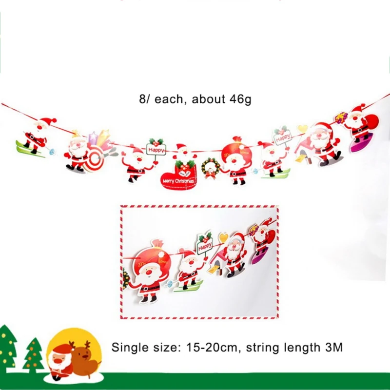 Christmas Paper Flag Banners Wedding Bunting Decor Birthday Party Baby Shower Garland Tent Decoration Christmas Cartoon Bunting