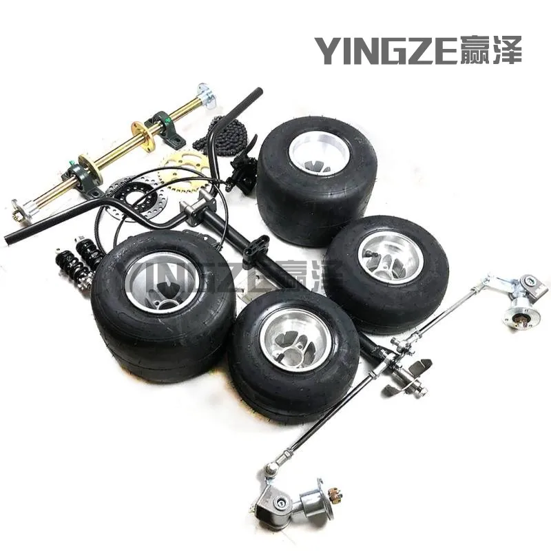 

GO KART KARTING ATV UTV Buggy 65CM Rear Axle Sprocket Brake Disc Rotor Front Steering Handlebar With 5 Inch Wheel Tire
