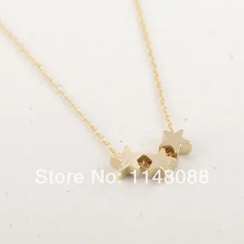 

Fashion Hotting Sale Glitz Gold Shining Unique Personalized TrendyTrio Star Necklace for women pendant choker necklace