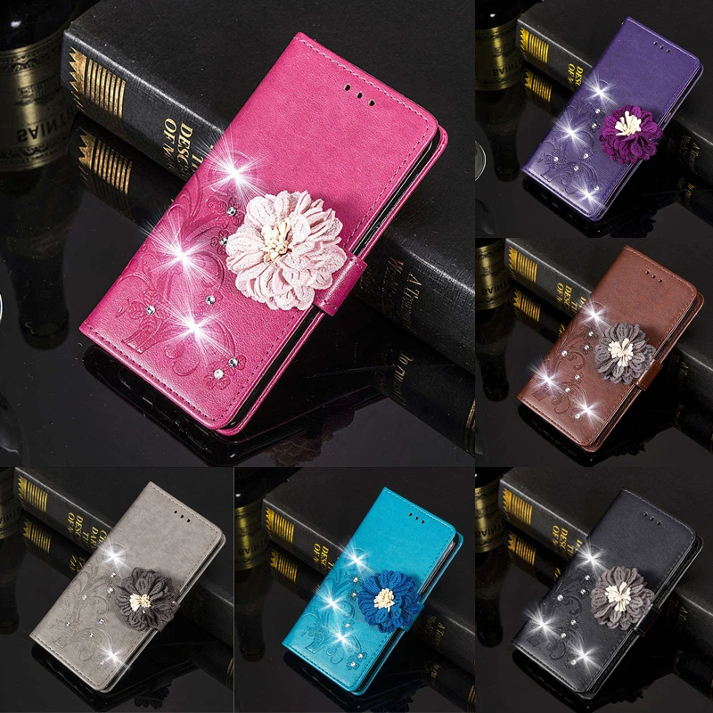 

Luxury Glitter Diamond Flower Leather Case For Samsung Galaxy Core Prime G360 G360H SM-G361H Flip Wallet Phone Bag Case