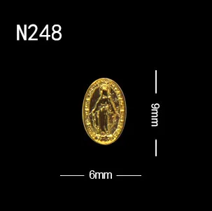 10 шт./лот 3D золотого сплава Иисуса сердца крест богини серии ногтей Подвески - Цвет: 10pcs N248
