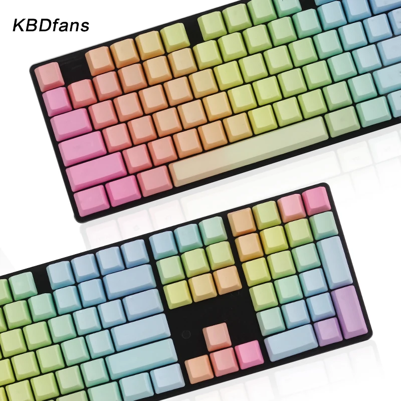 

Rainbow keycaps pbt top/front/side/blank printed cherry mx keycaps for mechanical keyboard104/87/60OEM