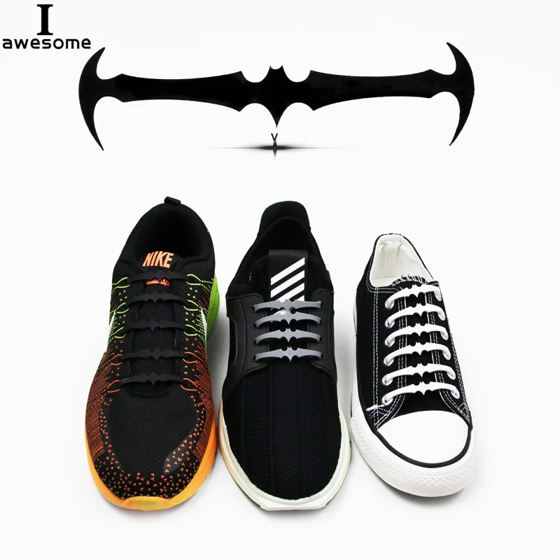 

16Pcs/set Lazy No Tie Bat Shoelaces for Men Women Leather Shoes 3 Colors Elastic Silicone Shoe lace Suitable High Quality