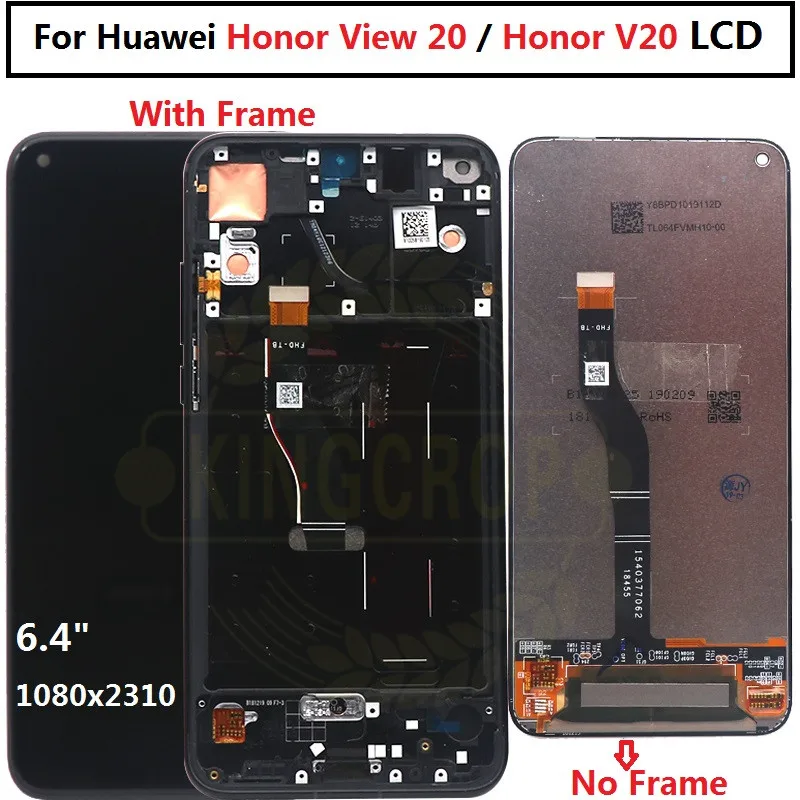 

6.4''Original LCD For Huawei Honor View 20 LCD Display +Touch Screen Digitizer Assembly For Honor V20 LCD Display 10 Touch