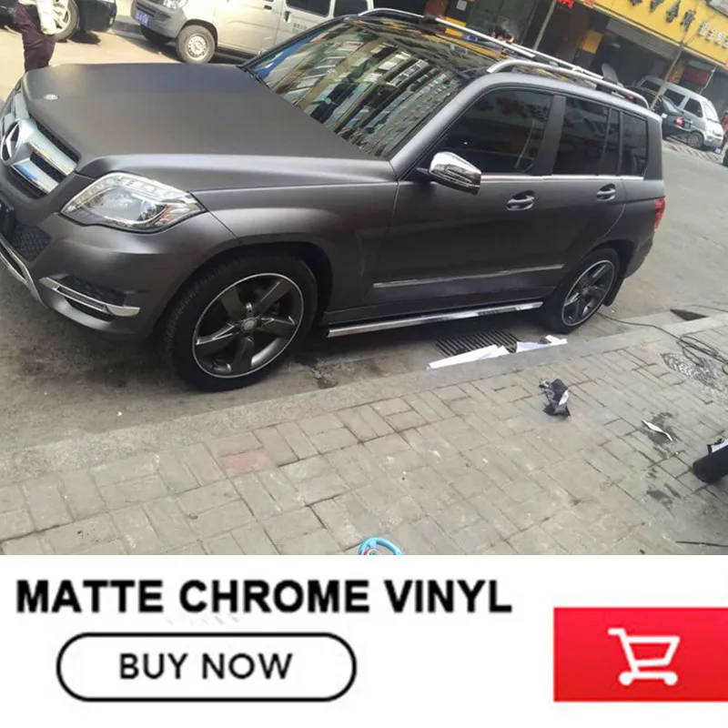 

High Quality New Arrival grey Matte Chrome Vinyl Car Wraps Sticker Color Changing Car Sticker Non degumming 1.52*20m/roll