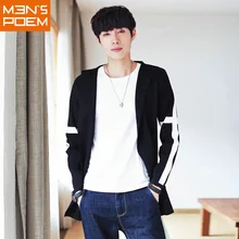 Autumn and Winter New Men’s Hooded Slim Stripe Cardigan Sweatshirts