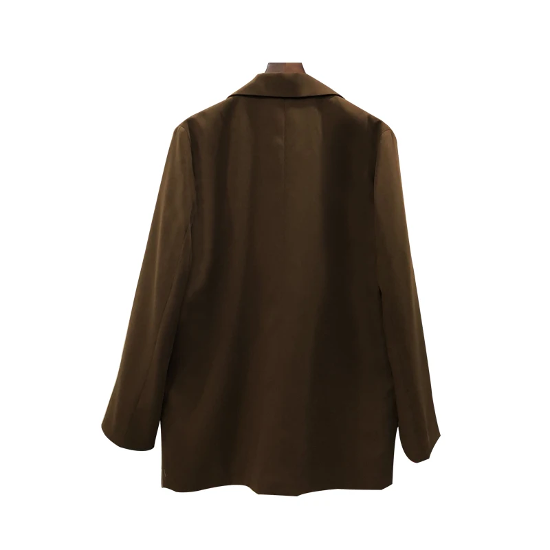 Европейский бренд, дизайн, Осенний Женский коричневый винтажный однотонный Блейзер, Женская куртка, высокое качество