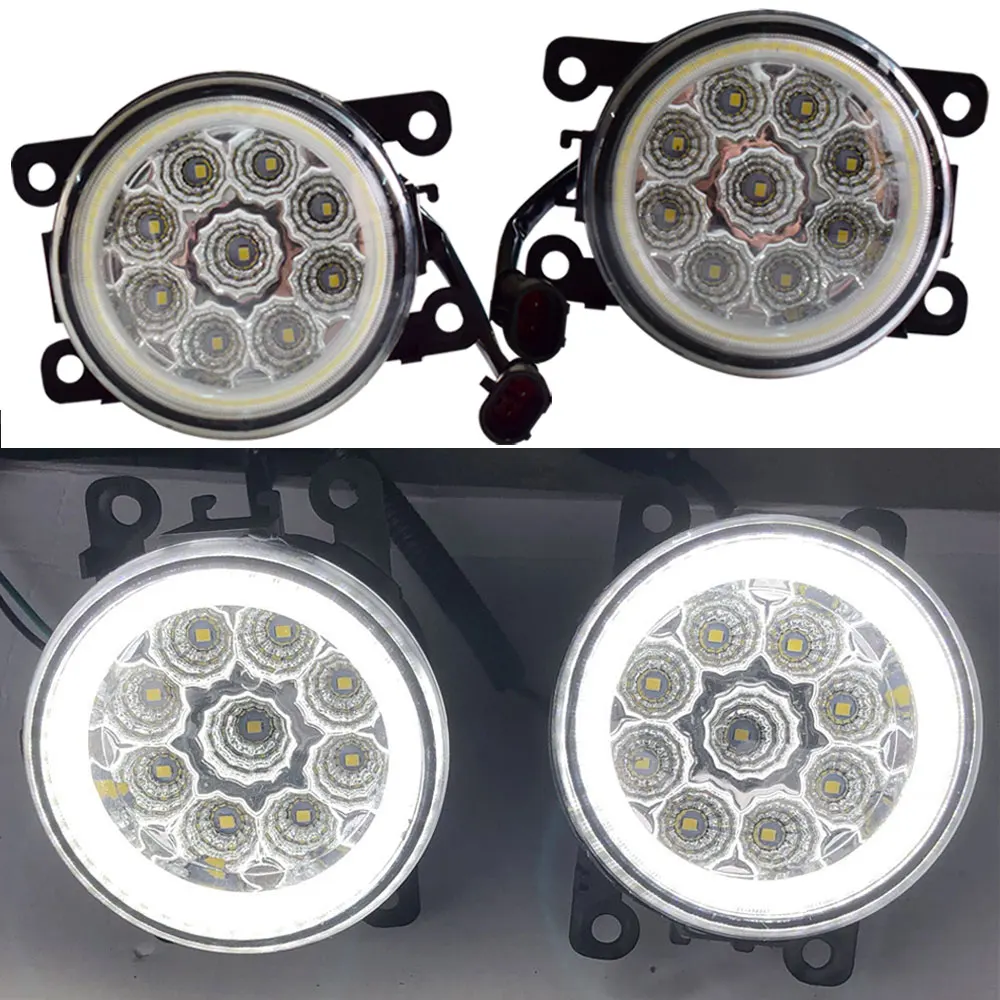 Car-styling Super Bright 12V LED Fog Light For Honda Accord Euro VIII Saloon 2008- High Brightness Halogen Fog Lamp Lights - Цвет: Angel Eye-9 Lights