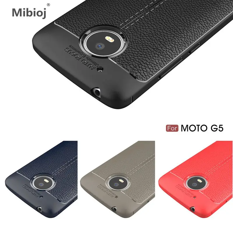 Mibioj Litchi Pattern Retro ShockProof Soft Silicon TPU Cover Case For Motorola Moto G5 Phone Shell Shkin Capa Funda |