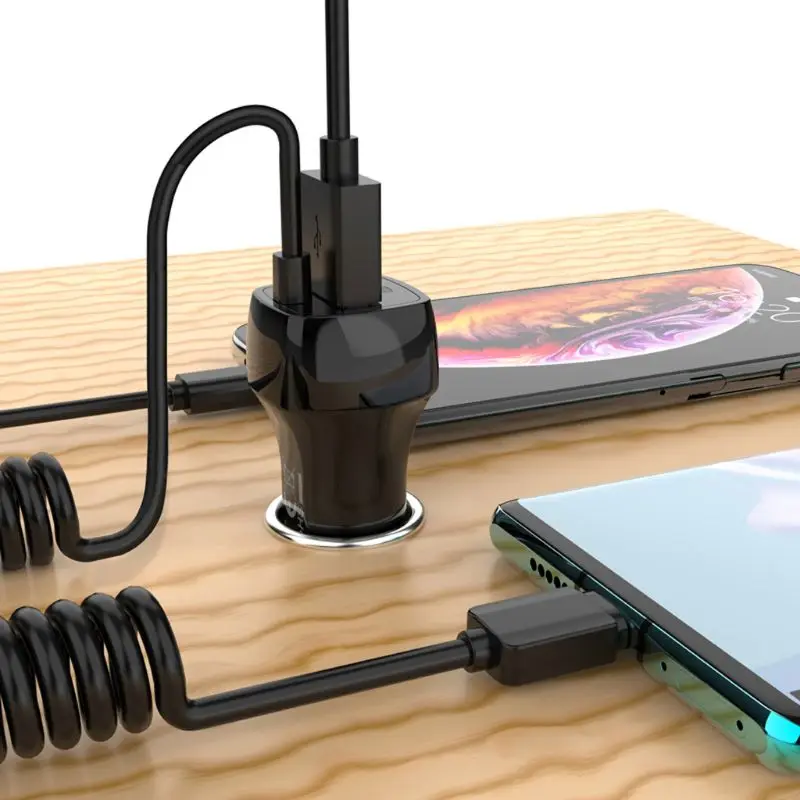 USB Автомобильное зарядное устройство для смартфона с зарядным кабелем type C для samsung S10 S9 S8 Plus для Xiaomi Huawei Meizu SONY Мобильный телефон планшет