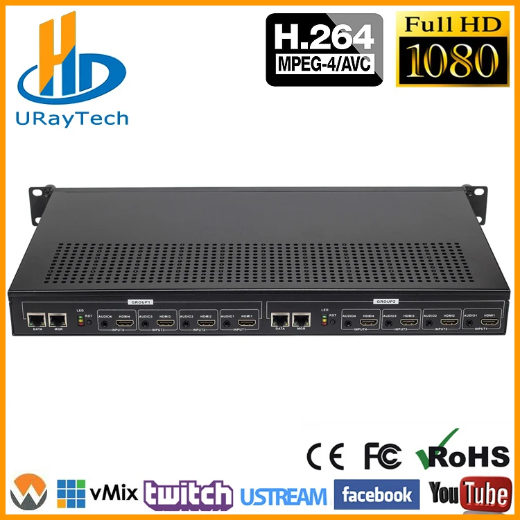 

Cost-effective 1U Rack 8 Channels H.264 HDMI Encoder HDMI To HTTP RTSP RTMP HLS UDP Converter H.264 IP Video Encoder
