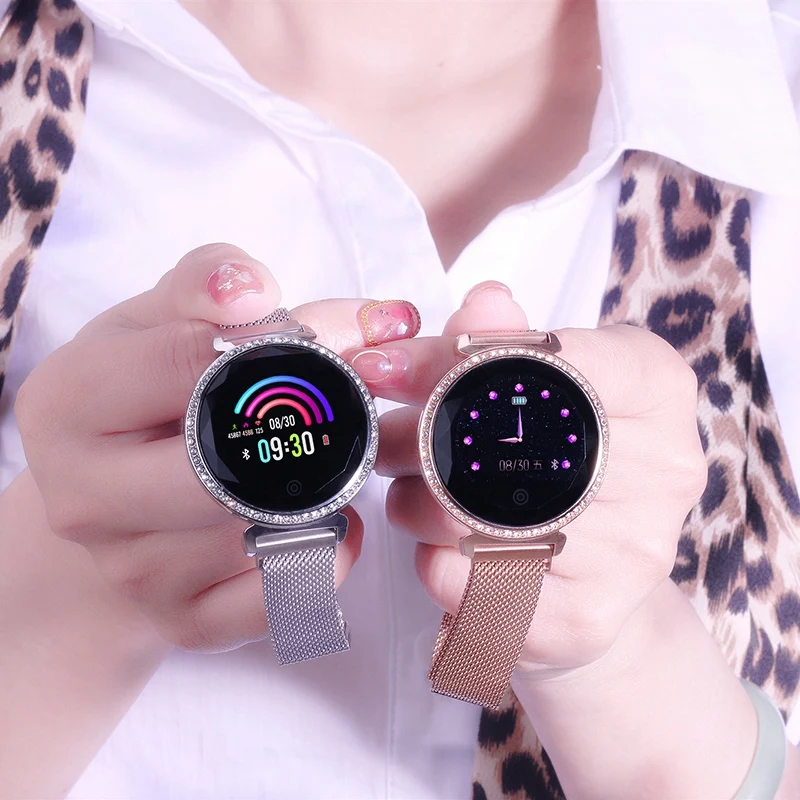 Смарт-браслет Для женщин Роскошные Стразы Смарт Браслет Спорт Bluetooth Smart часы 1,04 дюймов круглый Экран стильный умный Браслет Mc11