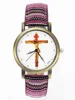 God Jesus Christ Crucifixion Cross Watches Easter Day Christian Religious Canvas Cloth Band Unisex Sport Casual Relojes Watch 1