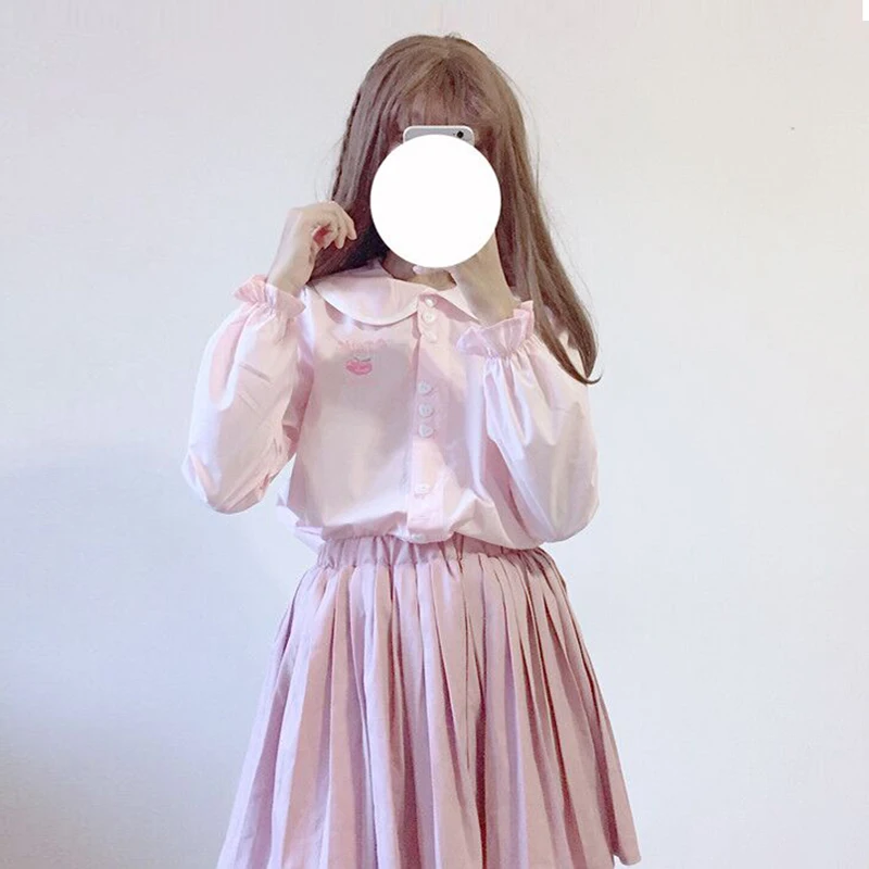 Милая женская винтажная блузка изящная милая рубашка с воротником Питер Пэн и