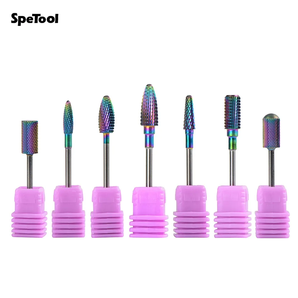  SpeTool Multi-color Coated Tungsten Carbide Nail Drill Bit For Electric Manicure Machines Pedicure 