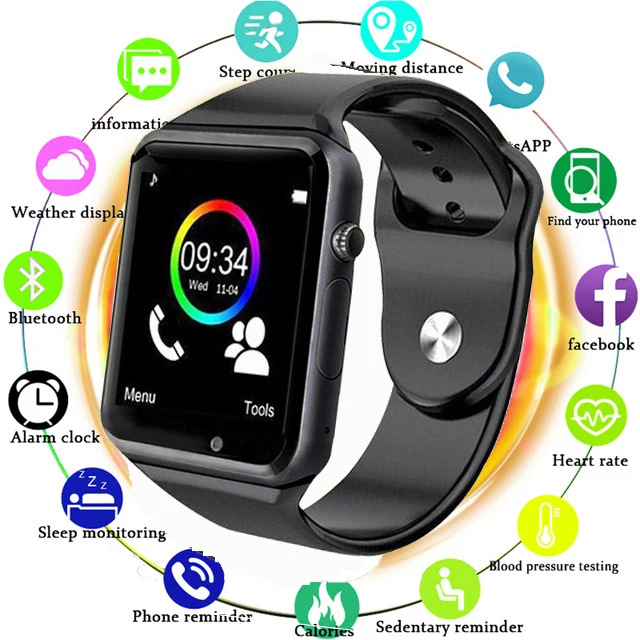 A1 наручные часы Bluetooth Смарт спортивные Шагомер с сим камерой Healthband для Android