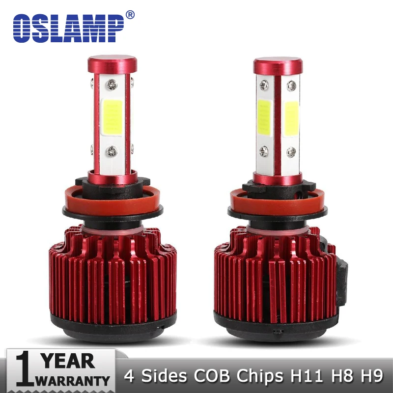 Oslamp 4 стороны COB чипы H11 светодиодный фары лампы 100 Вт/заданная величина 10000lm H11/H8/H9