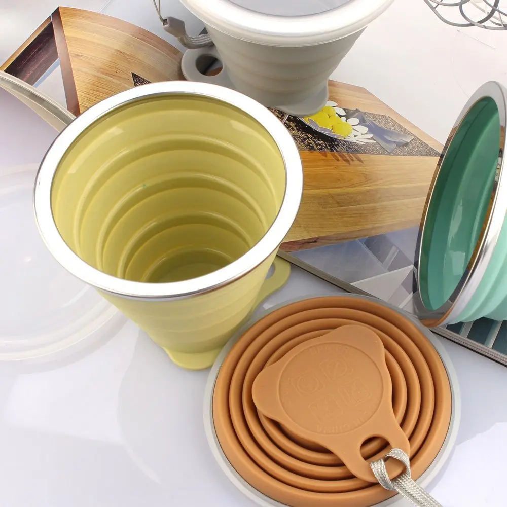 Coffee Mug for outdoor sports portable folding cup FDA Silicone Foldable coffee cup tourism for Outdoor Camping Hiking Picnic (9)