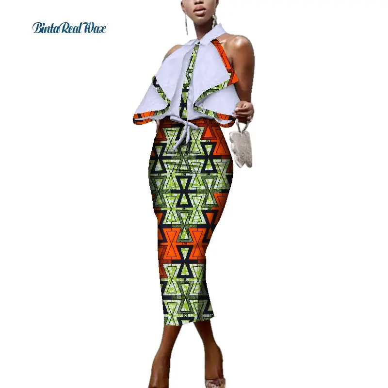 Заказ Африканский воск лоскутное печати платья для Для женщин Базен Riche сексуальная прямо платье традиционные африканские Дизайн Костюмы