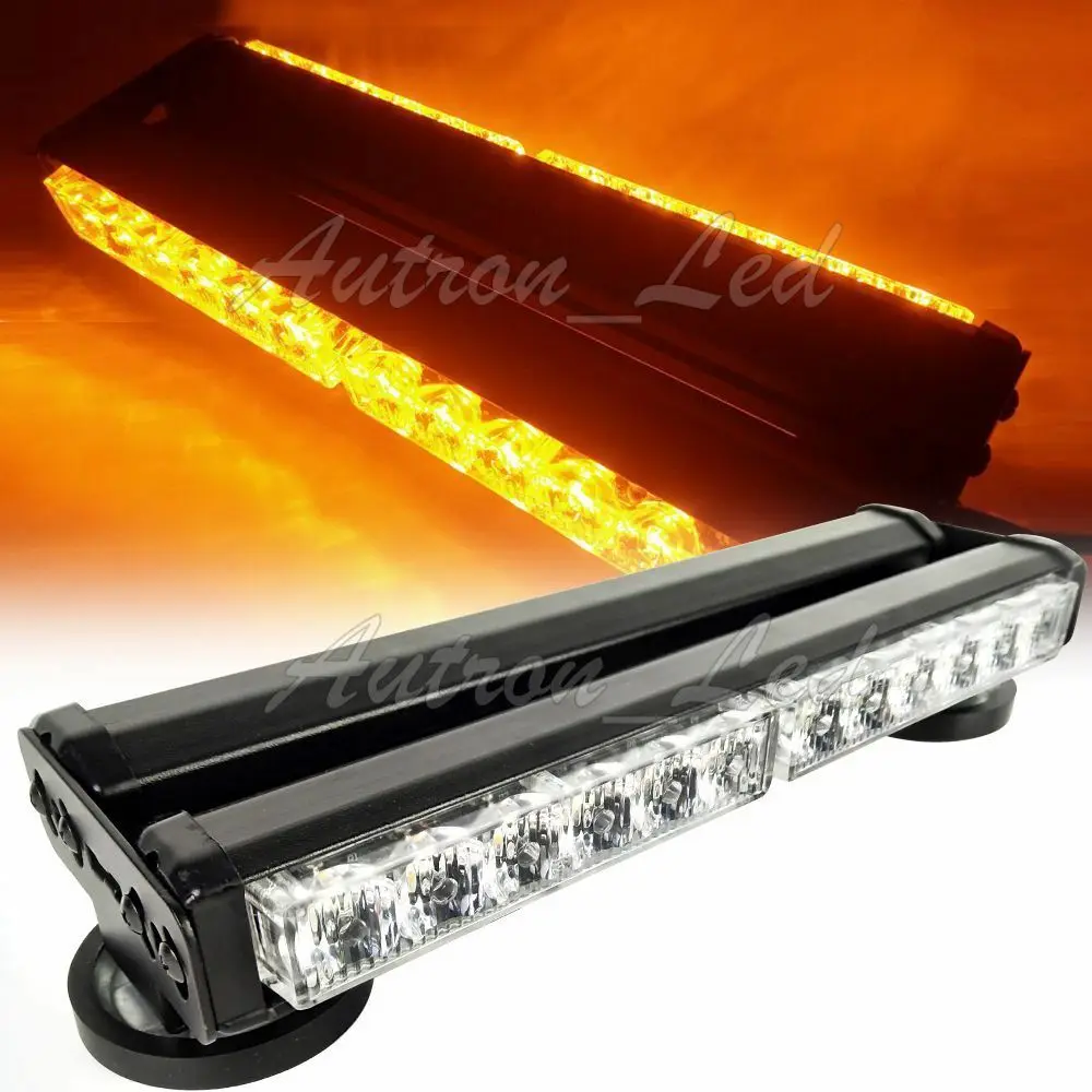 

12" 24W LED Warning Emergency Beacon Double Side Strobe Light Bar Amber Yellow