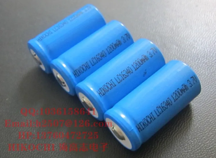 Rechargeable cylindrical li ion battery lir123a lir16340 lc16340 3 7v