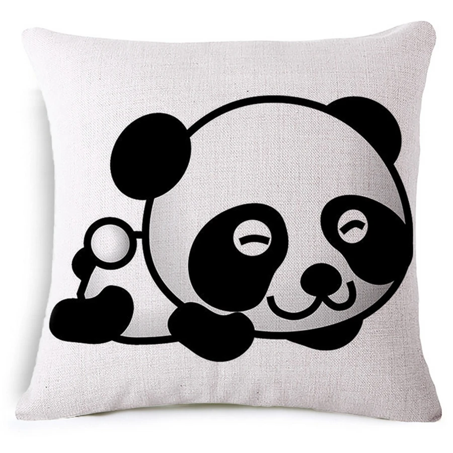 Grosir Lucu Kartun Panda Katun Linen Bantal Sofa Sarung Bantal Hewan