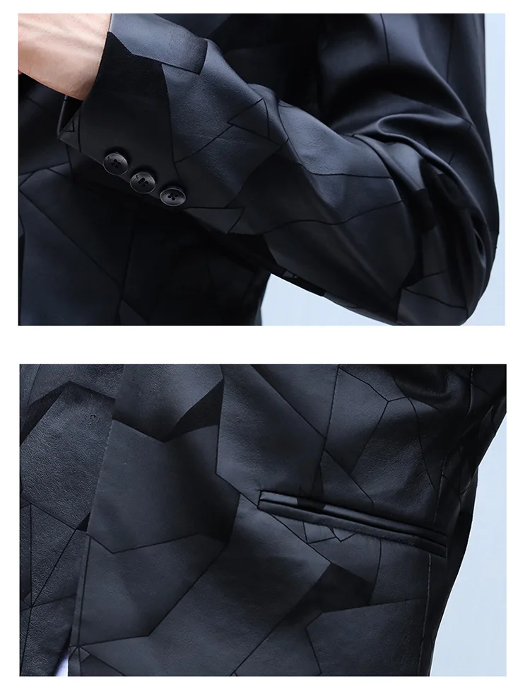 Кожаная куртка мужская Корейская версия модной Slim-Fit мужской костюм случайный молодой мужской британский стиль из искусственной кожи Малый Костюм