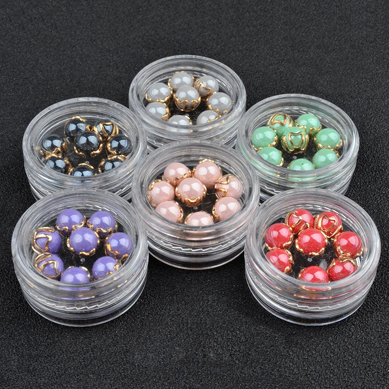 

24pcs Pearls with Metal Rhinestone 3D Nail Glitter DIY Nail Art Decoration