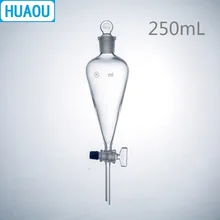 HUAOU 250 мл отделительная Воронка грушевидной формы с заземлением в стеклянной пробке и стопкок лабораторное химическое оборудование